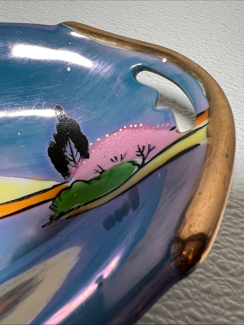 Japan Hand Painted Lustreware Celery Tray/Oval Bowl Rare Vintage